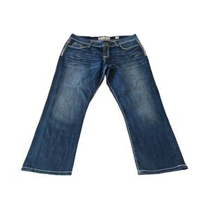 BKE Payton Bootcut Jeans Womens 34 Dark Wash Thick Stitch Sequin BK15183